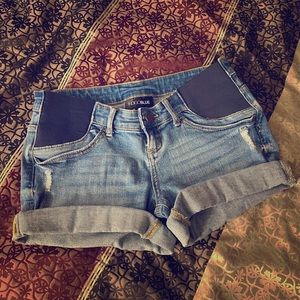 indigo blue maternity shorts